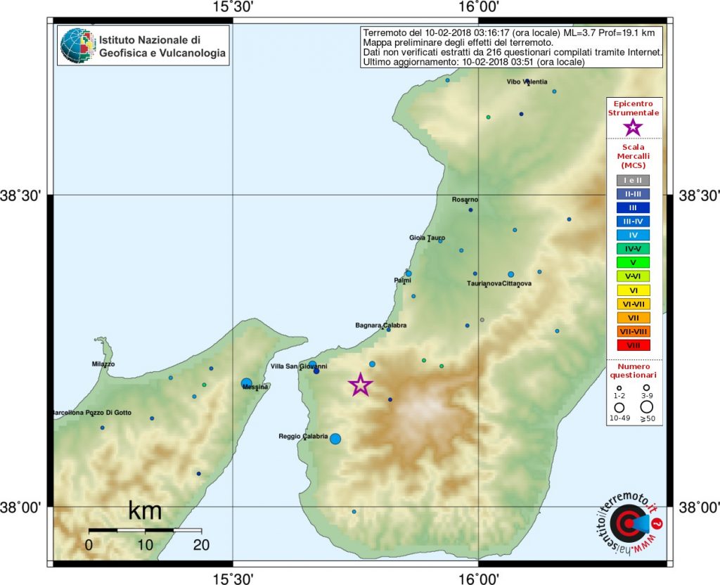 terremoto Sicilia Calabria
