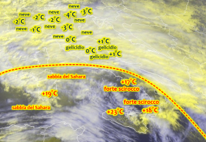 Meteo Italia Bomba di Neve Gelicidio e Scirocco Giovedì 1 Marzo