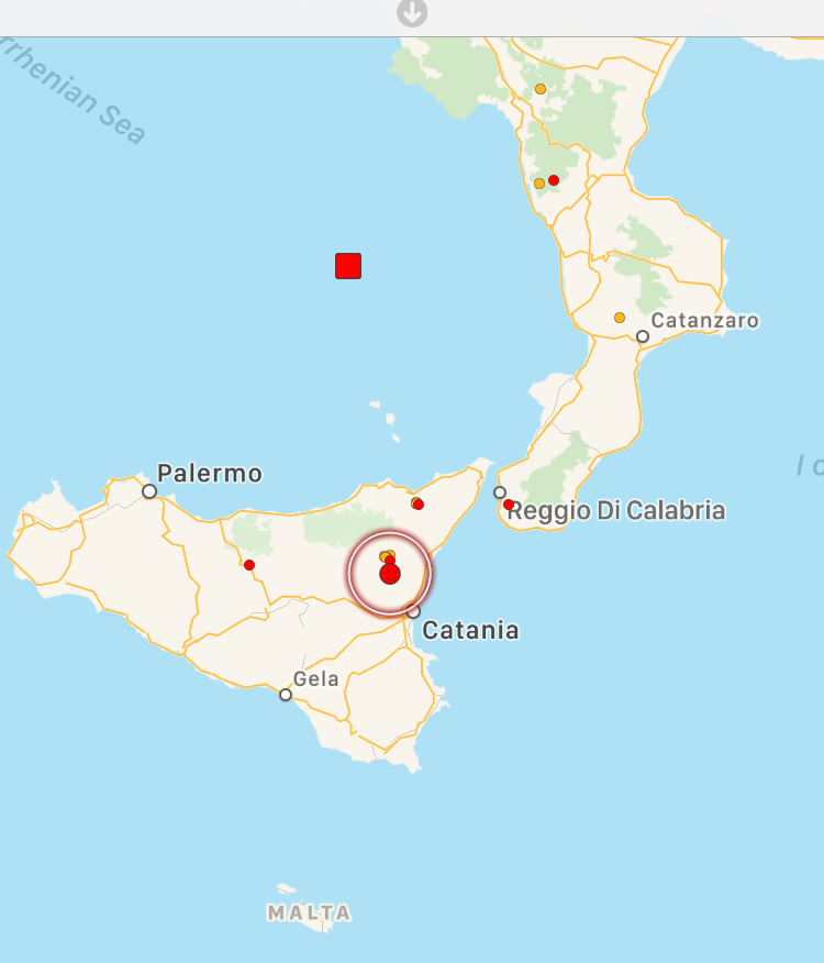 terremoto Etna Catania