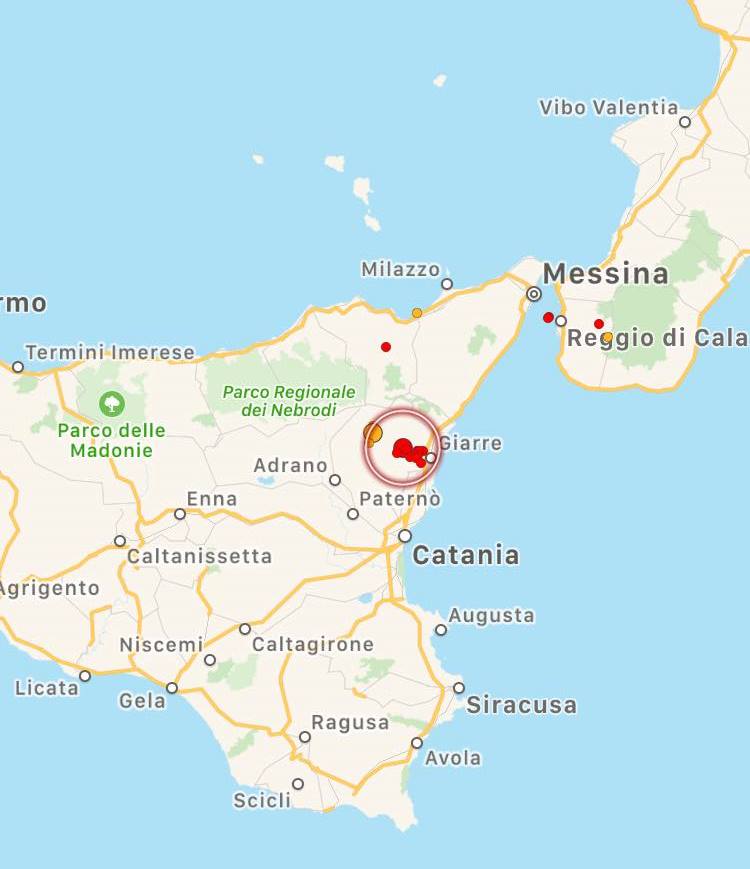 sciame sismico etna