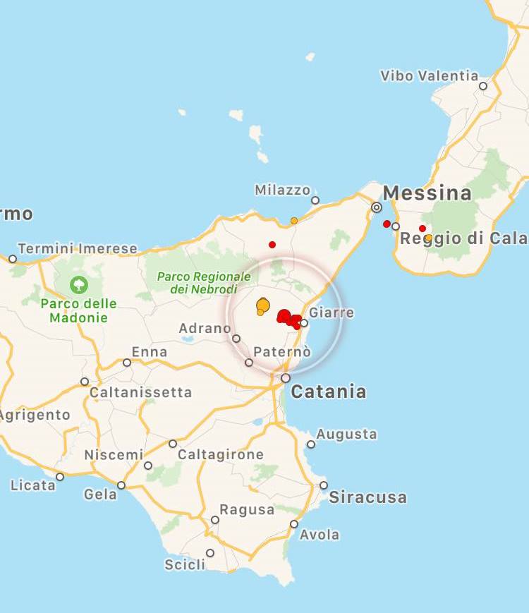 sciame sismico etna