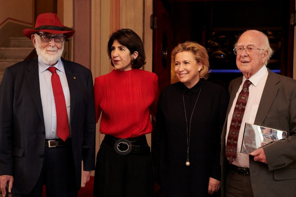 Francois Englert, Fabiola Gianotti, Maria Teresa Venturini Fendi e Peter Higgs_Premio Carla Fendi ©TrabalzaJin_1