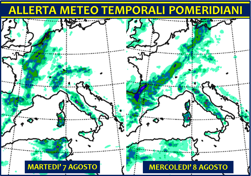 Allerta Meteo Italia Temporali pomeridiani 7 e 8 Agosto 2018
