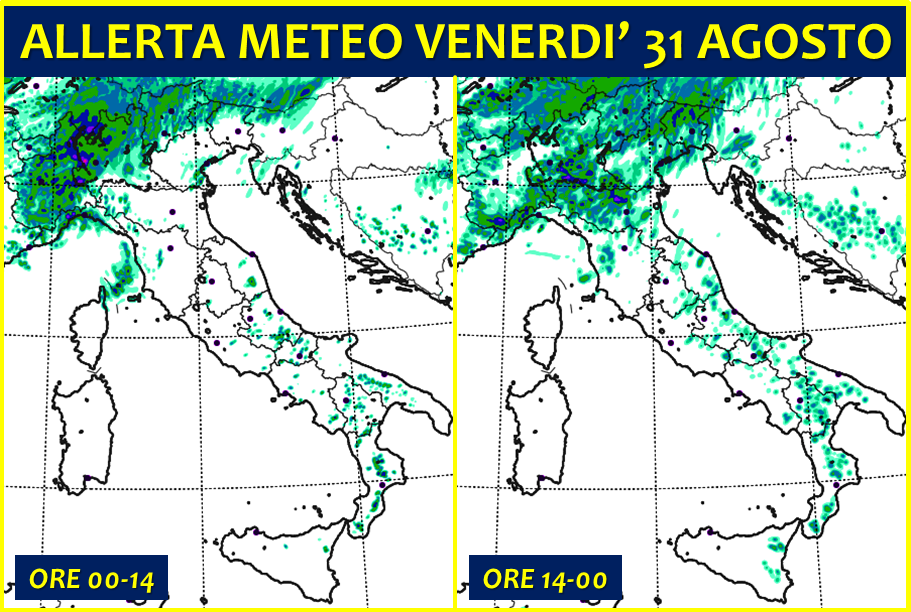 Allerta Meteo Venerdì 31 Agosto 2018