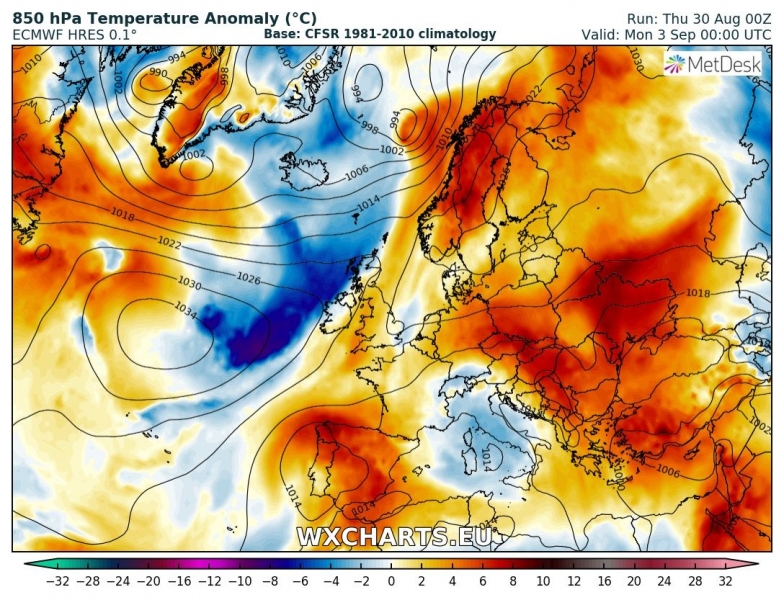 previsioni meteo caldo nord europa 3 settembre anomalia temperature