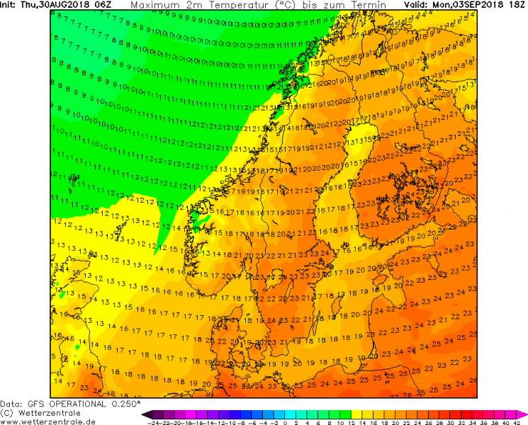 previsioni meteo caldo nord europa 3 settembre massime