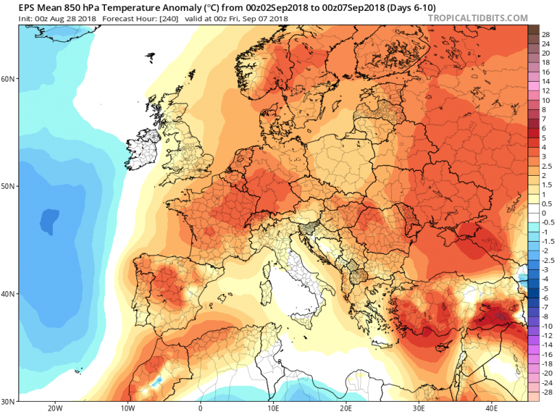 previsioni meteo europa 7 settembre anomalia temperatura