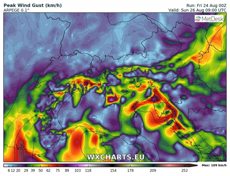 previsioni meteo maltempo nord italia 26 agosto vento