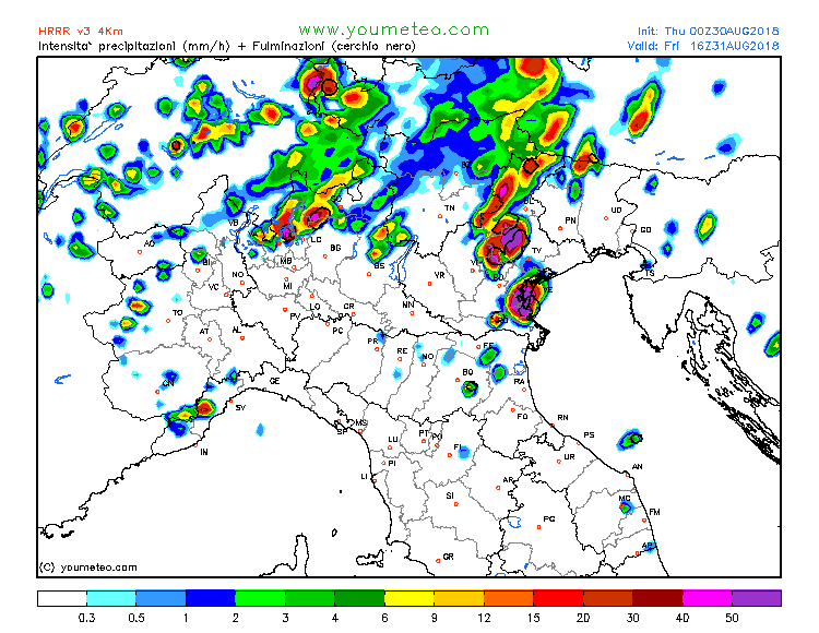 previsioni meteo maltempo nord italia 31 agosto precipitazioni