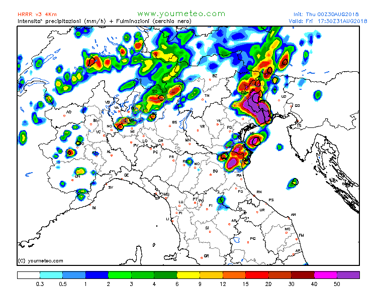 previsioni meteo maltempo nord italia 31 agosto precipitazioni