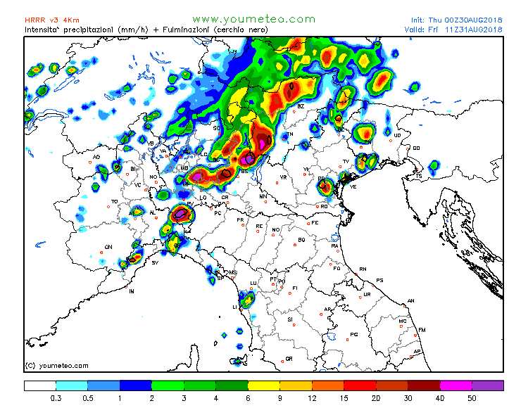 previsioni meteo maltempo nord italia 31 agosto precipitazioni