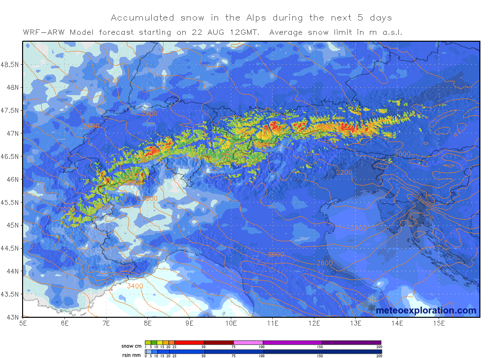 previsioni neve alpi