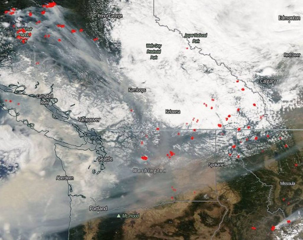 qualità aria incendi nord-ovest USA
