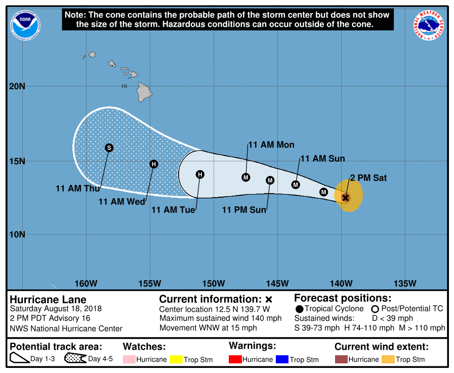 uragano Lane Hawaii