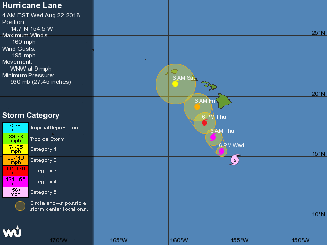 uragano Lane Hawaii