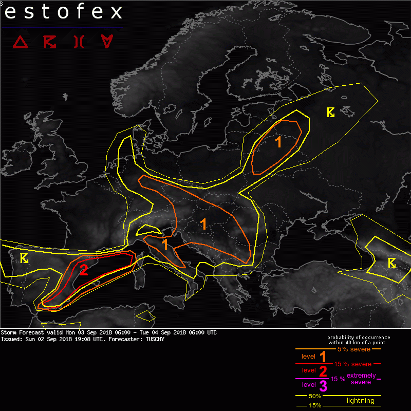 allerta meteo estofex 3-4 settembre 2018