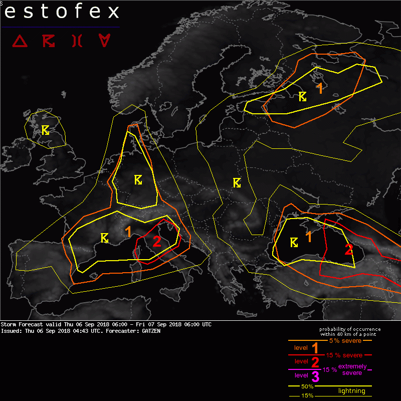 allerta meteo estofex centro italia 6-7 settembre