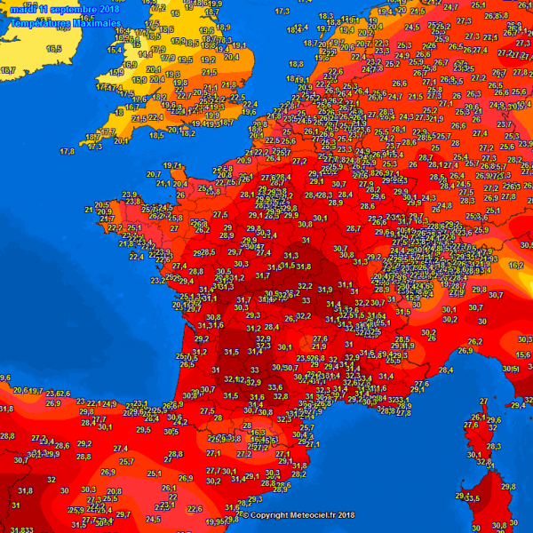 caldo europa temperature francia 11 settembre
