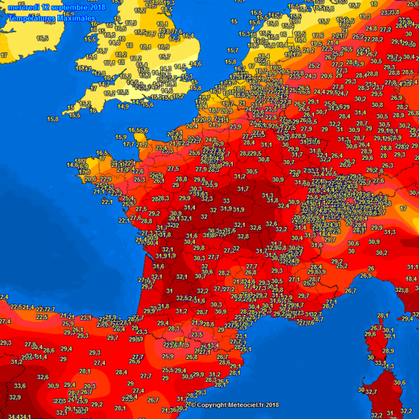 caldo europa temperature francia 12 settembre