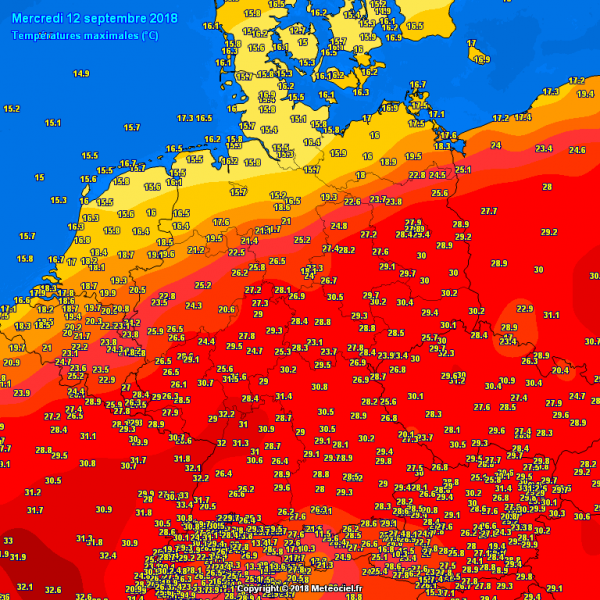 caldo europa temperature germania 12 settembre