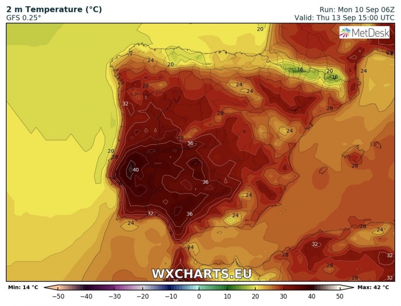 caldo spagna temperature 13 settembre