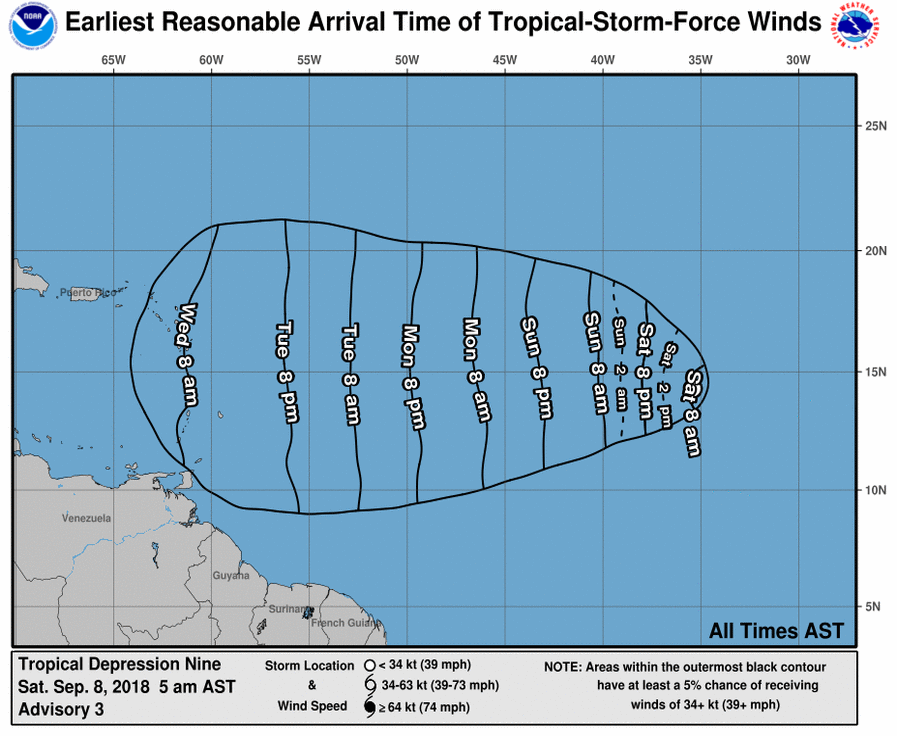 depressione tropicale 9 atlantico tempi arrivo