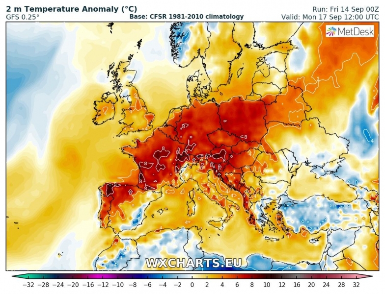 previsioni meteo caldo europa 17 settembre anomalia termica