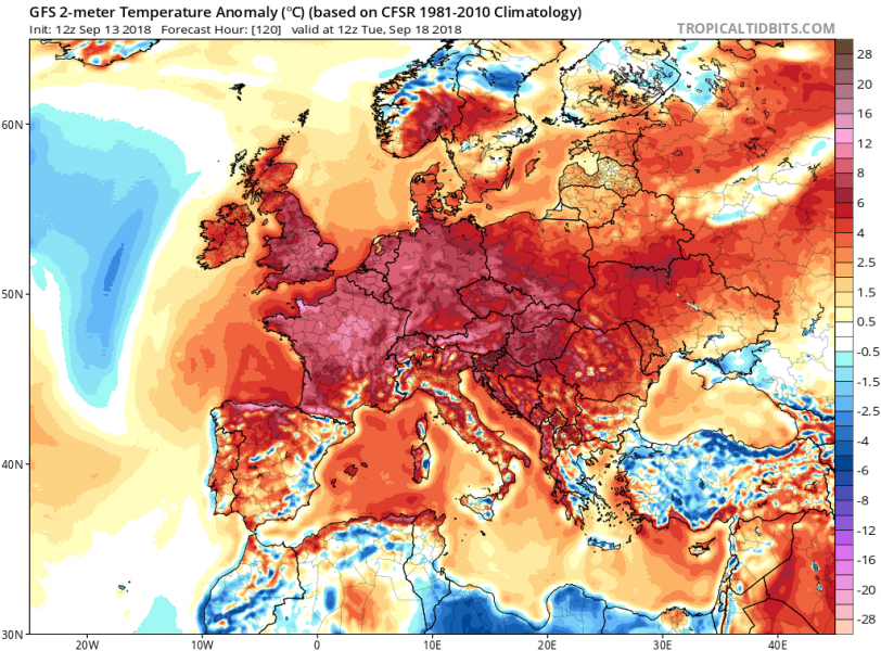 previsioni meteo caldo europa 18 settembre anomalia termica
