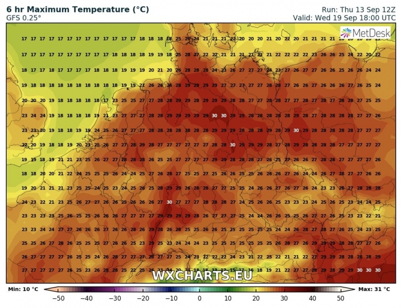 previsioni meteo caldo europa 18 settembre massime 2