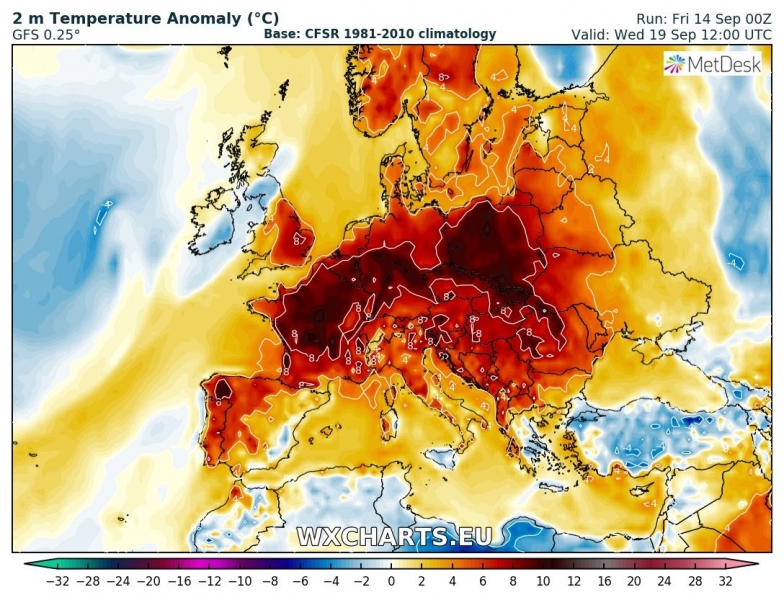 previsioni meteo caldo europa 19 settembre anomalia termica 4