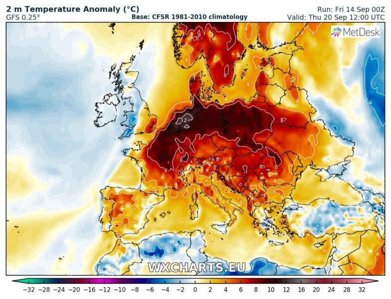 previsioni meteo caldo europa 20 settembre anomalia termica 2