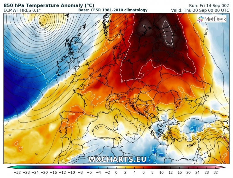previsioni meteo caldo europa 20 settembre anomalia termica 4
