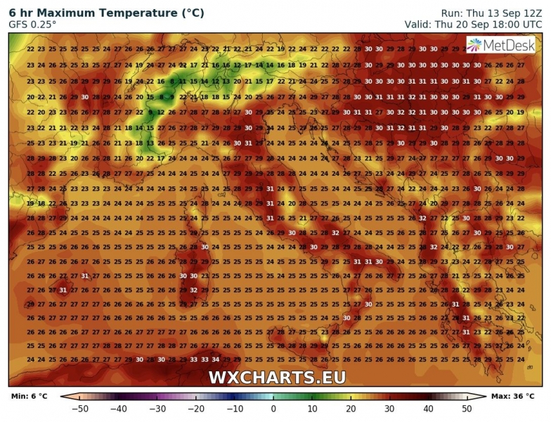 previsioni meteo caldo europa 20 settembre massime 2
