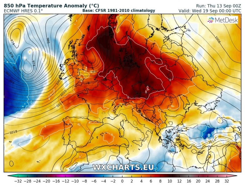 previsioni meteo caldo europa anomalia termica 19 settembre 2