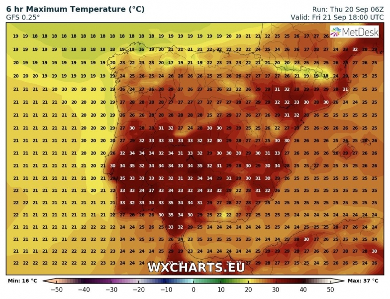 previsioni meteo caldo spagna portogallo 21 settembre