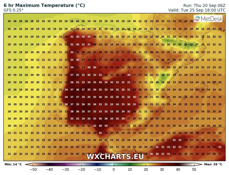 previsioni meteo caldo spagna portogallo 25 settembre