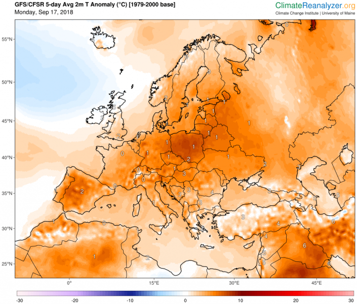 previsioni meteo europa 17 settembre anomalia termica
