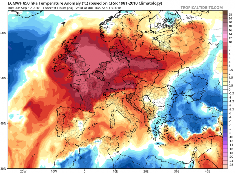 previsioni meteo europa 18 settembre anomalia termica