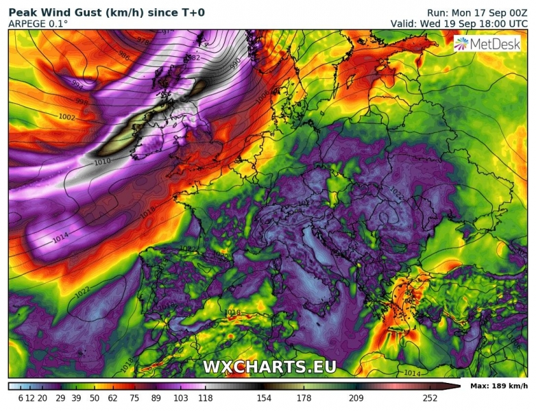 previsioni meteo europa 19 settembre vento
