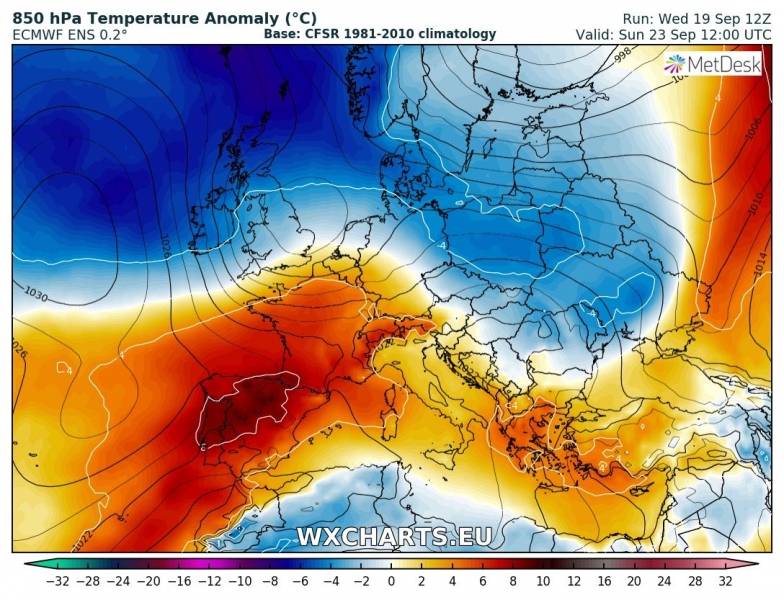 previsioni meteo europa 23 settembre anomalia termica