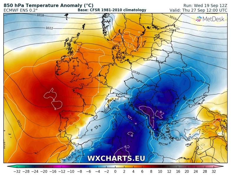 previsioni meteo europa 27 settembre anomalia termica