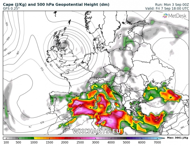 previsioni meteo europa 7 settembre CAPE