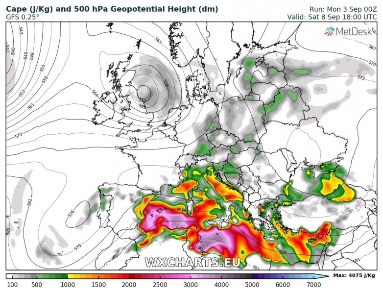 previsioni meteo europa 8 settembre CAPE