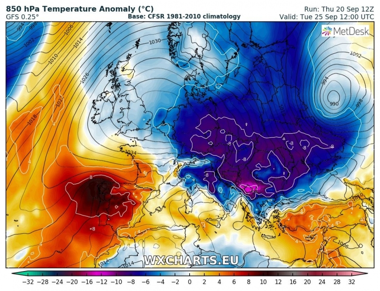 previsioni meteo europa freddo 25 settembre anomalia termica