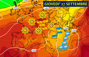 previsioni meteo giovedì 27 settembre italia