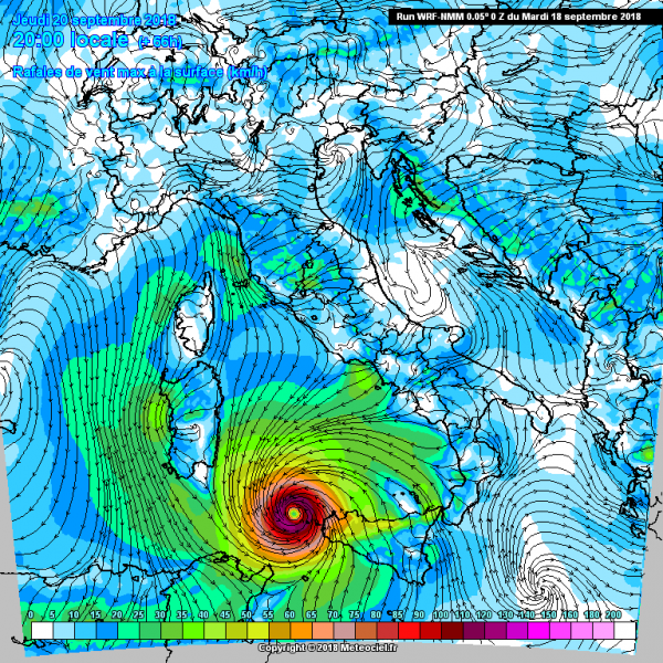 previsioni meteo medicane tirreno 20 settembre