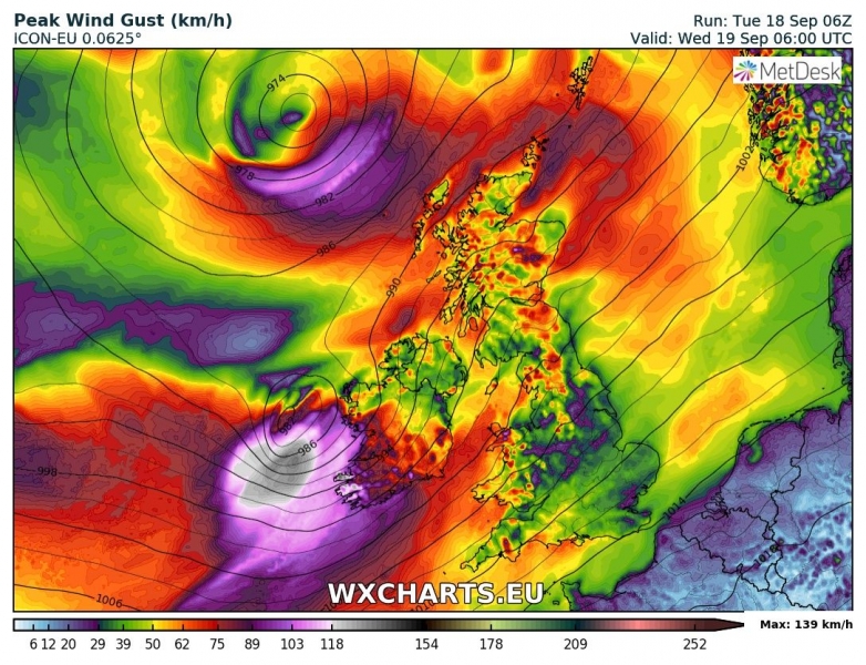 tempesta di vento ali regno unito irlanda 19 settembre