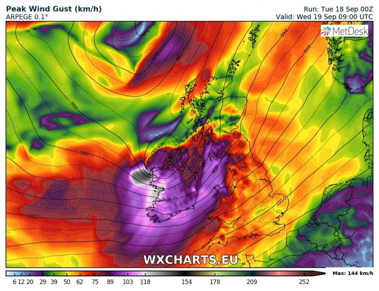 tempesta di vento ali regno unito irlanda 19 settembre