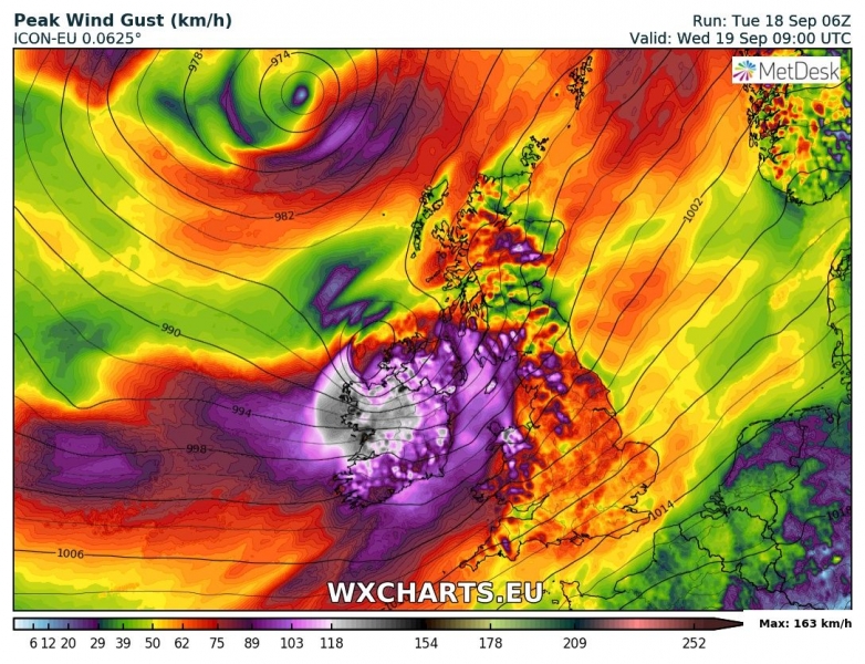 tempesta di vento ali regno unito irlanda 19 settembre