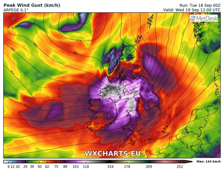 tempesta di vento ali regno unito irlanda 19 settembre